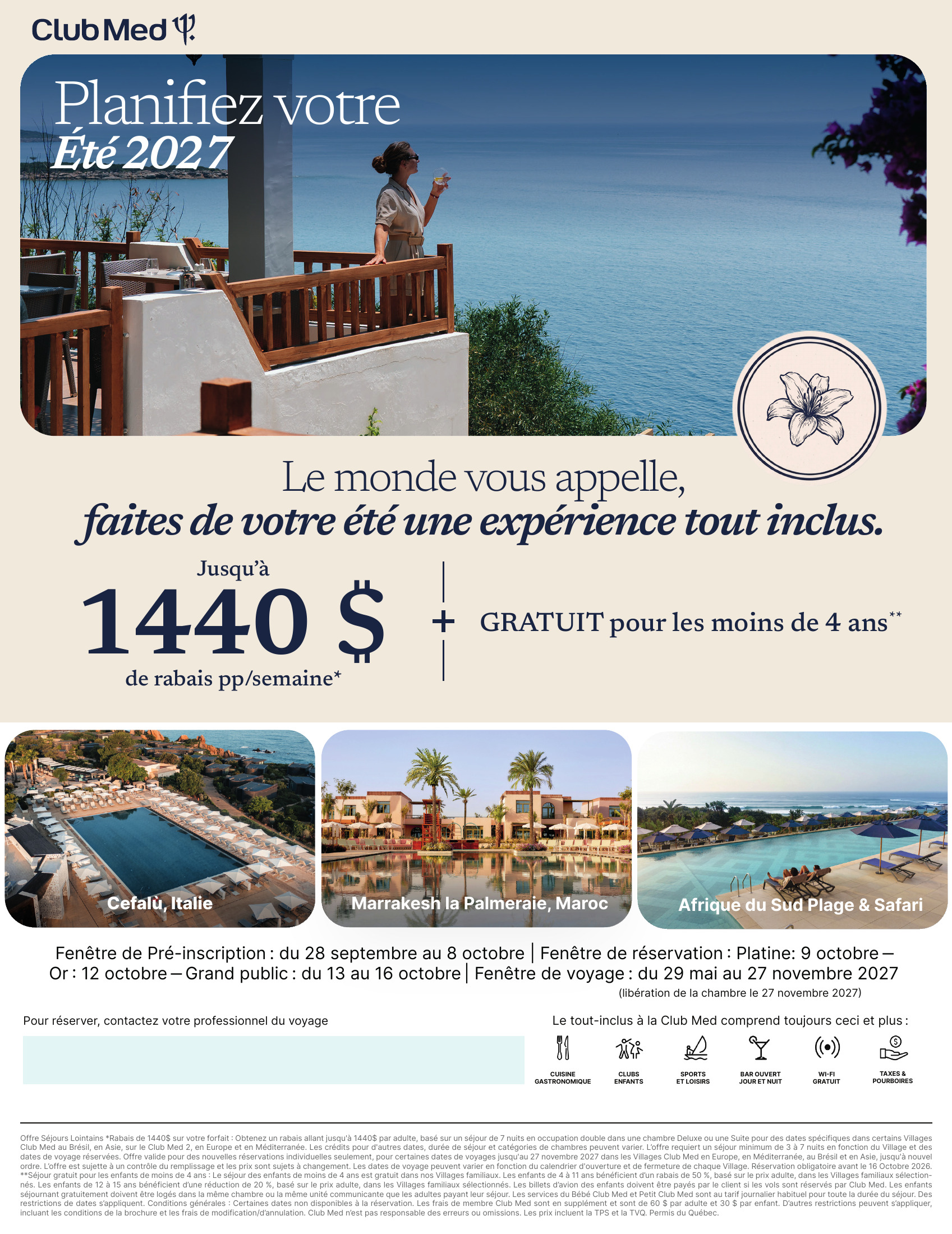 Club Med été 2027 : pré-inscription du 28 septembre au 8 octobre 2026, villages tout inclus à Cefalù, Marrakech et en Afrique du Sud, avec Voyages Mascouche Club Med été 2027 : pré-inscription du 28 septembre au 8 octobre 2026, villages tout inclus à Cefalù, Marrakech et en Afrique du Sud, avec Voyages Mascouche