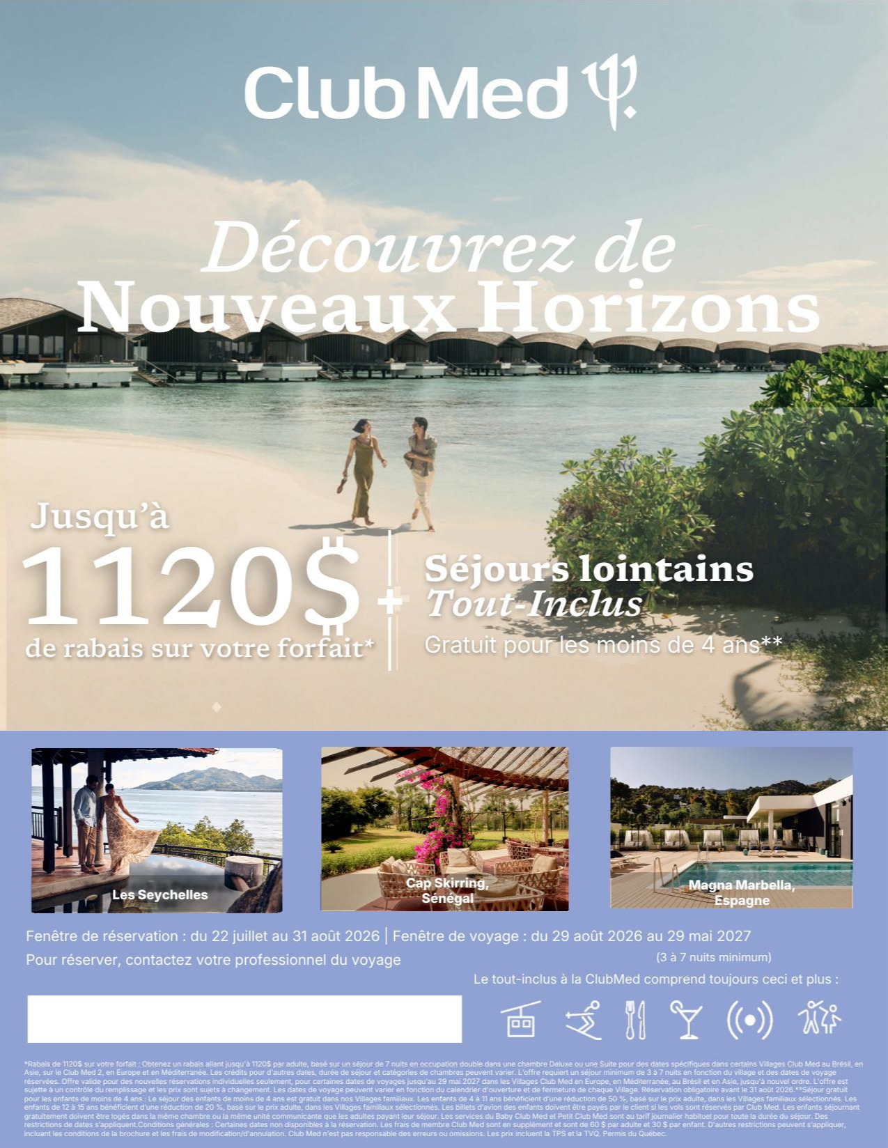 Promotions Club Med Offre Vacances Ski tout-inclus Jusqu'à 990$ de rabais avec Voyages Aqua Terra Mascouche CLUB MED PROMOTION Flyer SECTION-3 FR